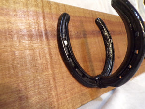 Reclaimed Poplar Wood Rustic Lumbar Horseshoe Hook Coat Rack