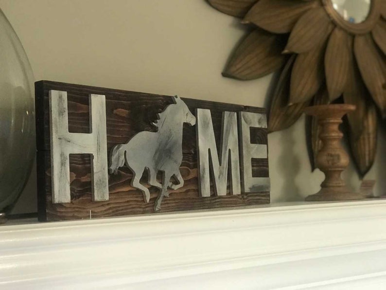 Home sign, Rustic horse sign, Horse home sign, Rustic home sign,  Horse sign, Derby decor, Southern decor