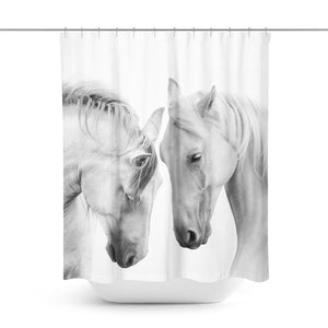 Horse Shower Curtain | White Horse Shower Curtain | Horse Bath Curtain | Horse Curtain | Horse Bathroom Décor | Horse Shower | Horse Bath